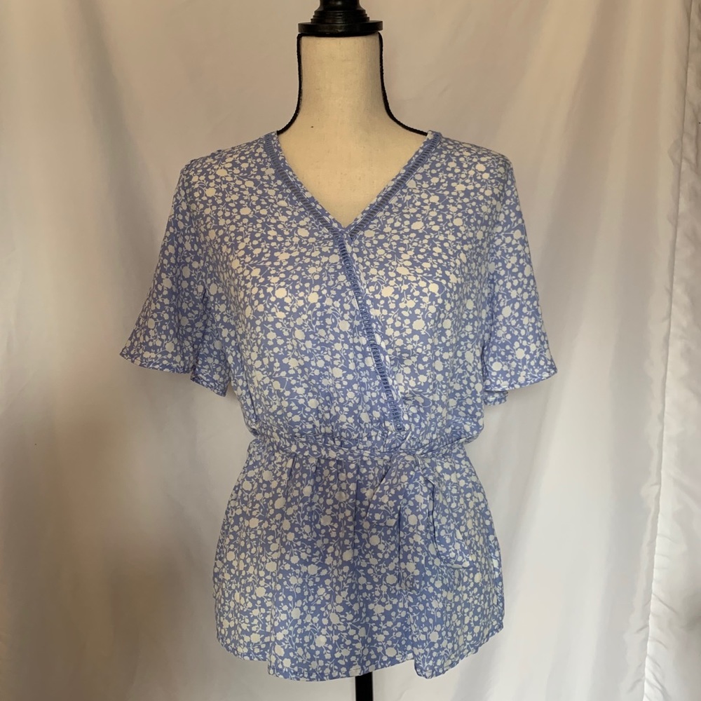 Blue floral blouse